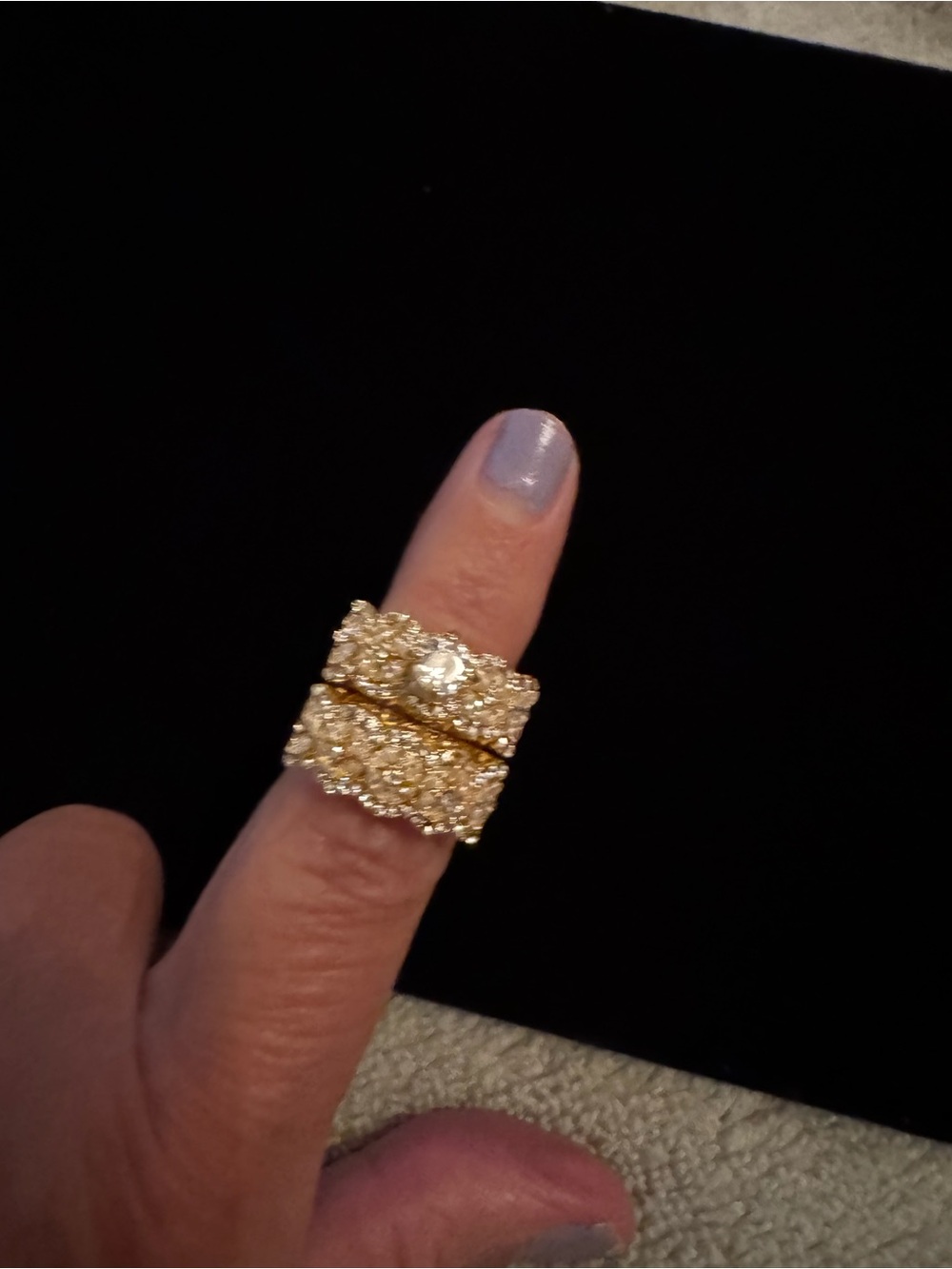 Gold-Tone Crystal Cluster Statement Ring - Women Jewelry